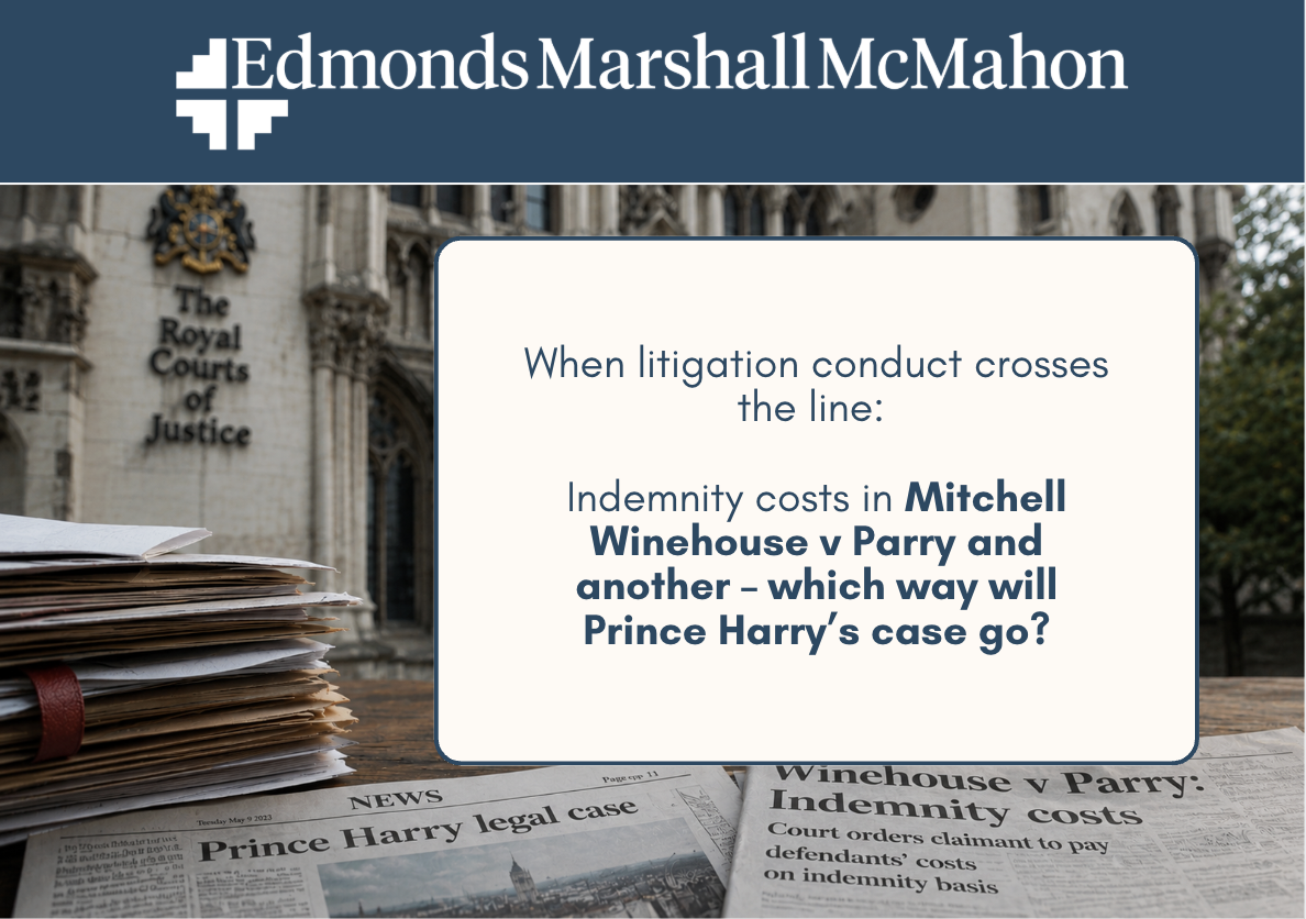 Mitchell Winehouse v Parry indemnity costs